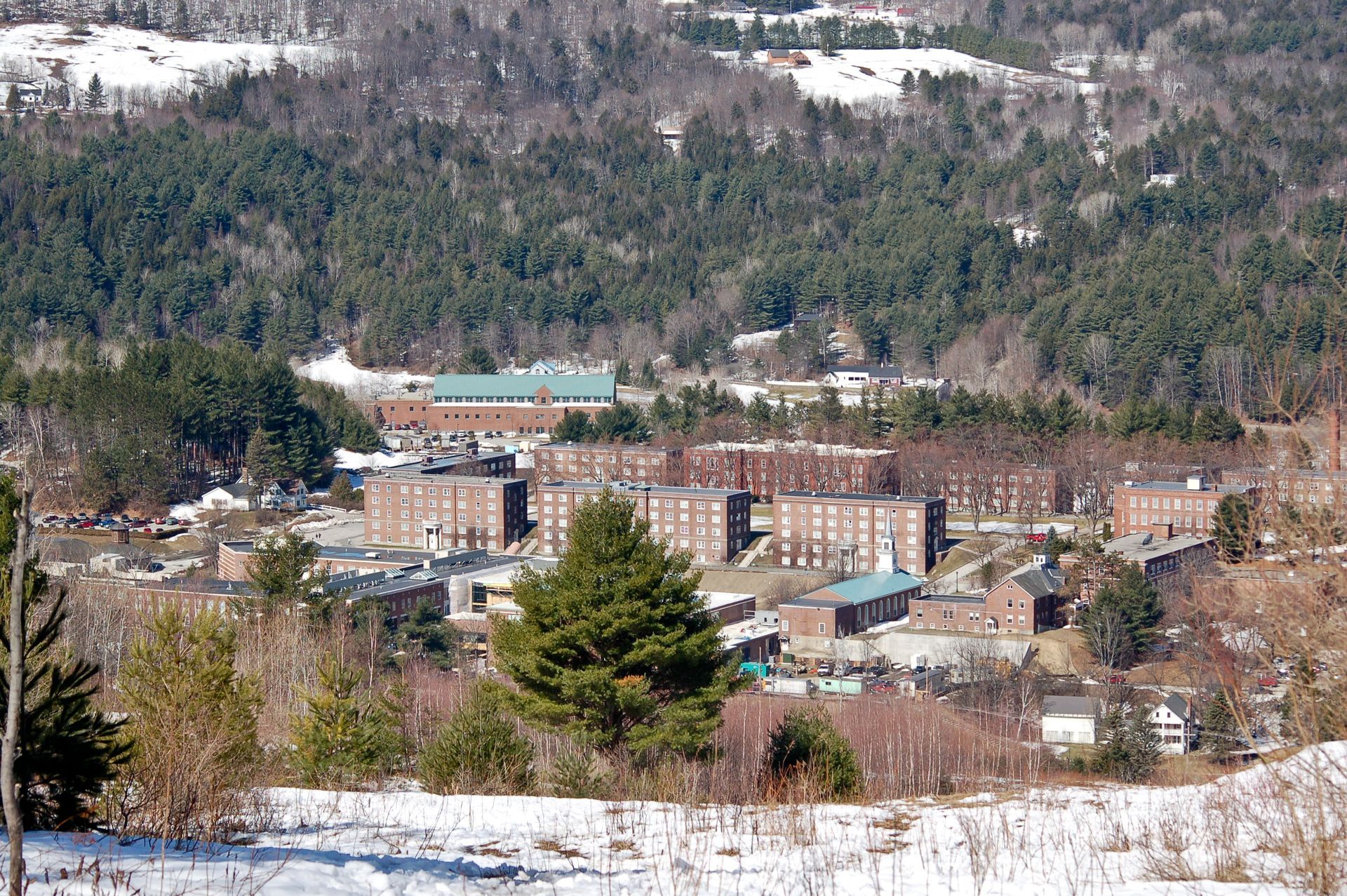 A small town in the middle of a snowy forest in Northfield, Vermont