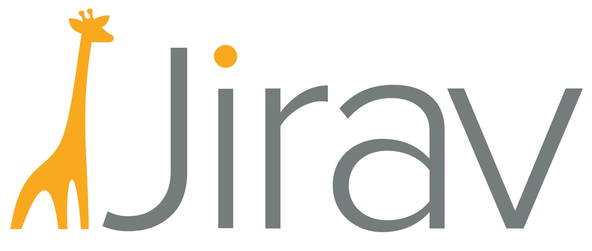 Logo of Jirav, featuring an orange giraffe next to grey text.