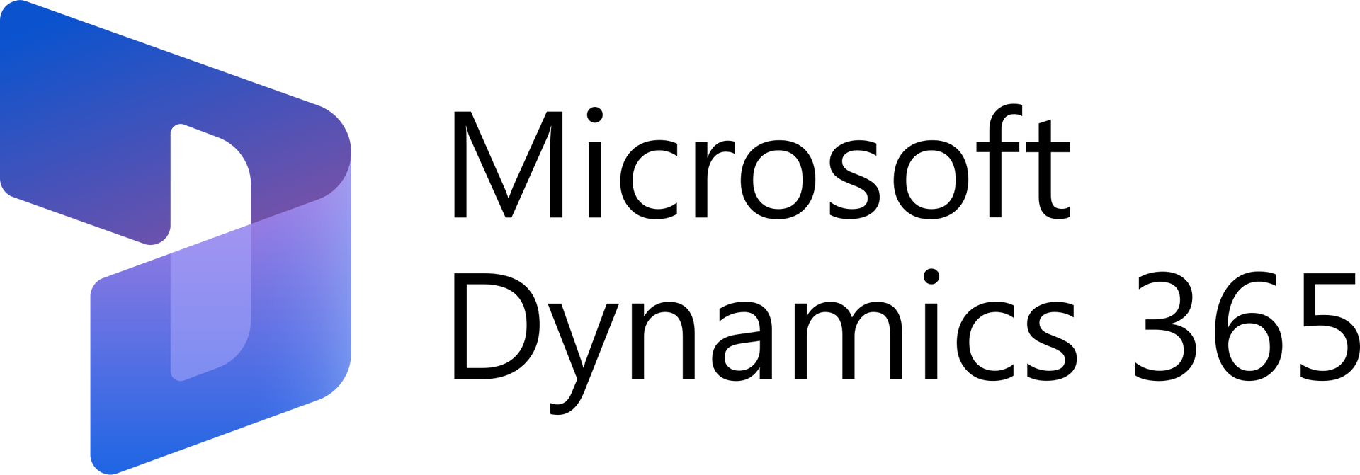 Microsoft Dynamics 365 logo with a stylized blue shape and text