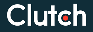 The Clutch logo with white text on a dark blue background, featuring a red dot inside the letter ‘c’.