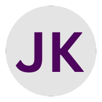 The letter jk is in a purple circle on a white background.