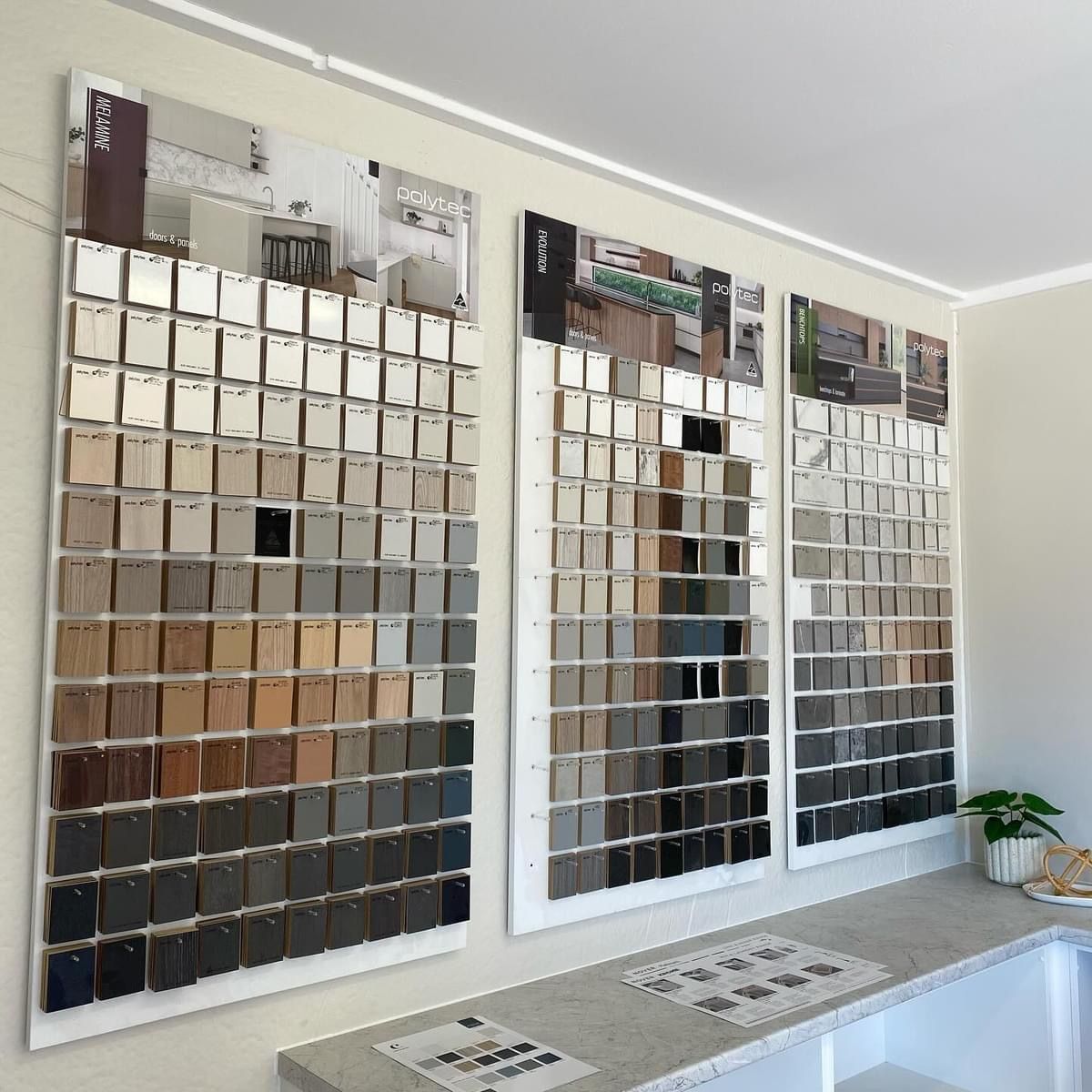 Tiling Colour Display On The Wall— Kreuzer Cabinets In East Wagga Wagga, NSW