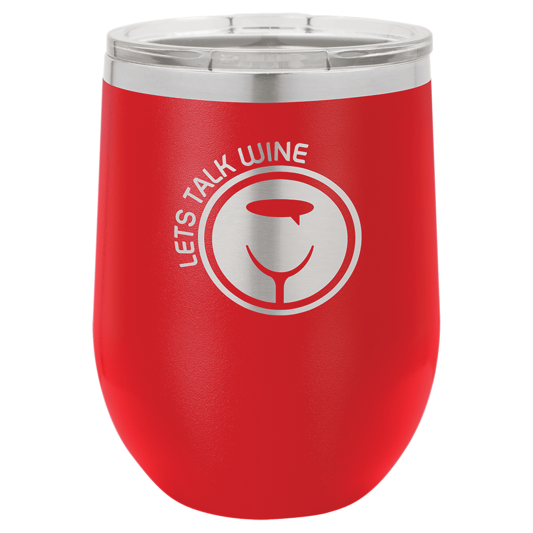 Red insulated wine tumbler with white