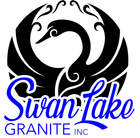 Swan Lake Granite Inc. logo with a black swan graphic and blue stylized text on white background