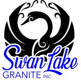 Swan Lake Granite logo with black swan graphic and blue “Swan Lake Granite Inc” text