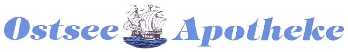 Ein Logo für die Ostsee-Apotheke mit einem Schiff darauf