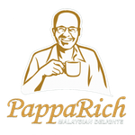 PappaRich logo with a smiling person holding a mug above the brand name and tagline