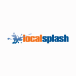 Localsplash logo in blue and orange with a blue splash graphic