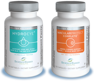 Two bottles of hydro eye and macular protect complete