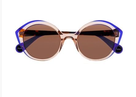 A pair of round woow
sunglasses with a blue frame
