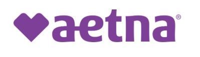 Purple Aetna logo with a heart icon and lowercase wordmark on a white background