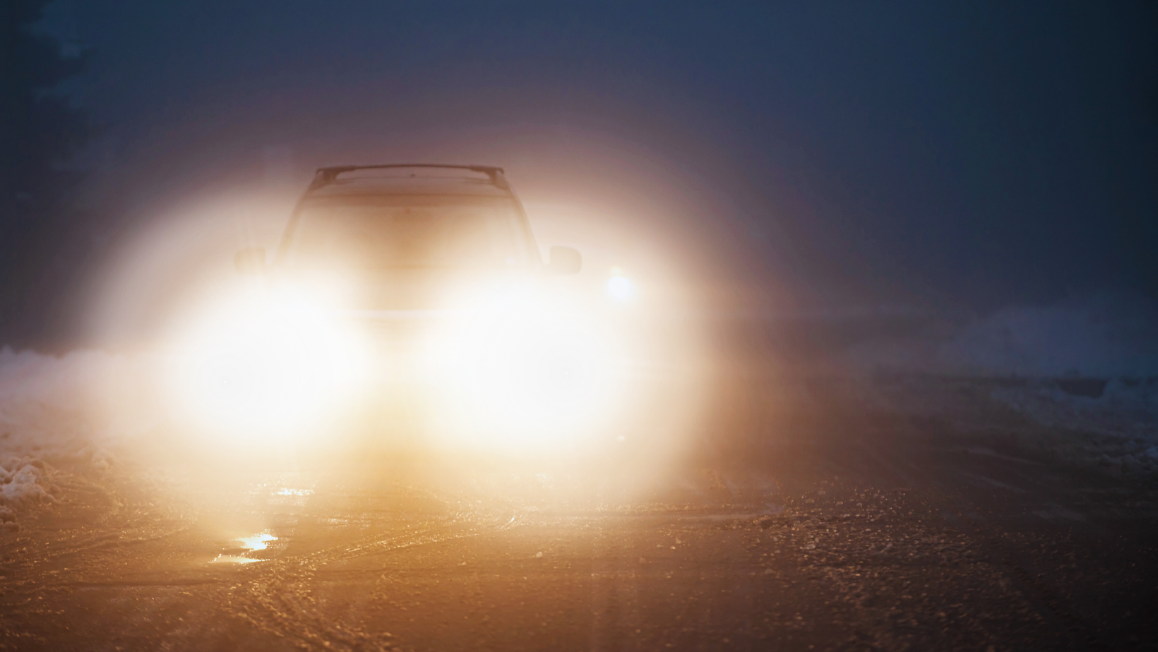 Glare from a car's headlights