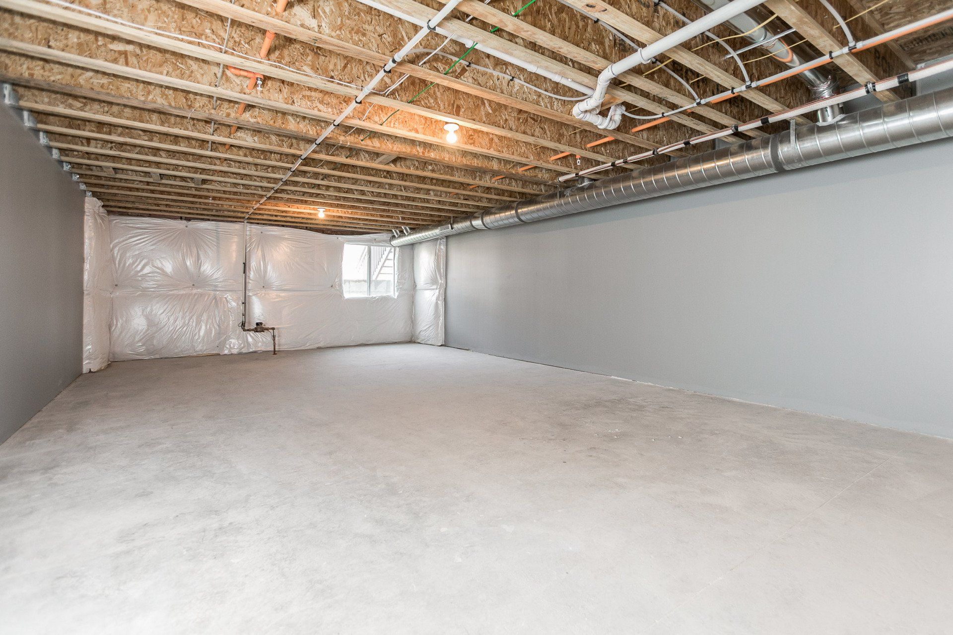 Interior of large concrete basement