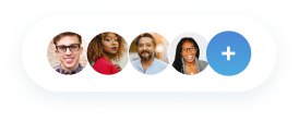 A group of people are standing next to each other on a white background.