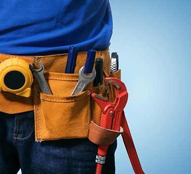 Closeup of handyman tool belt — De Soto, IL — Absolute Plumbing Closeup of handyman tool belt — De Soto, IL — Absolute Plumbing