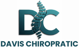 Logo for Davis Chiropractic: teal "DC" with a spine graphic.  Below,  "DAVIS CHIROPRACTIC" in dark gray.