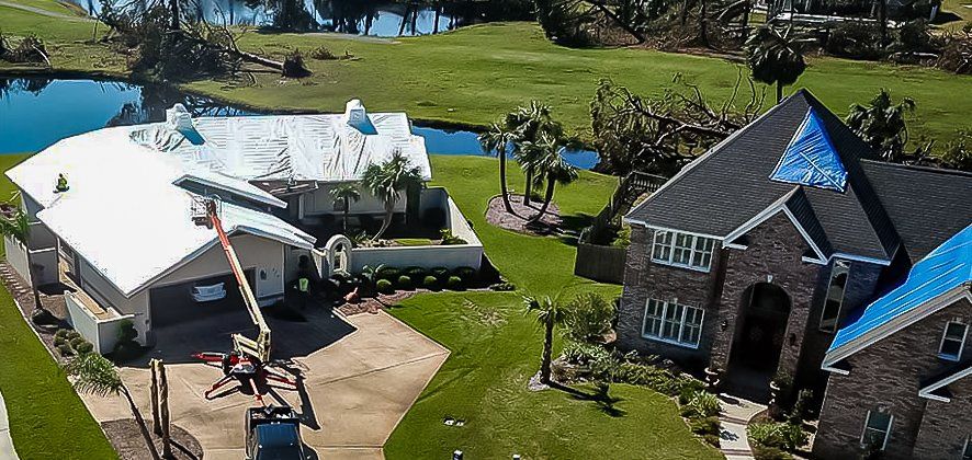 Tarp Wrap shrink wrapped roof