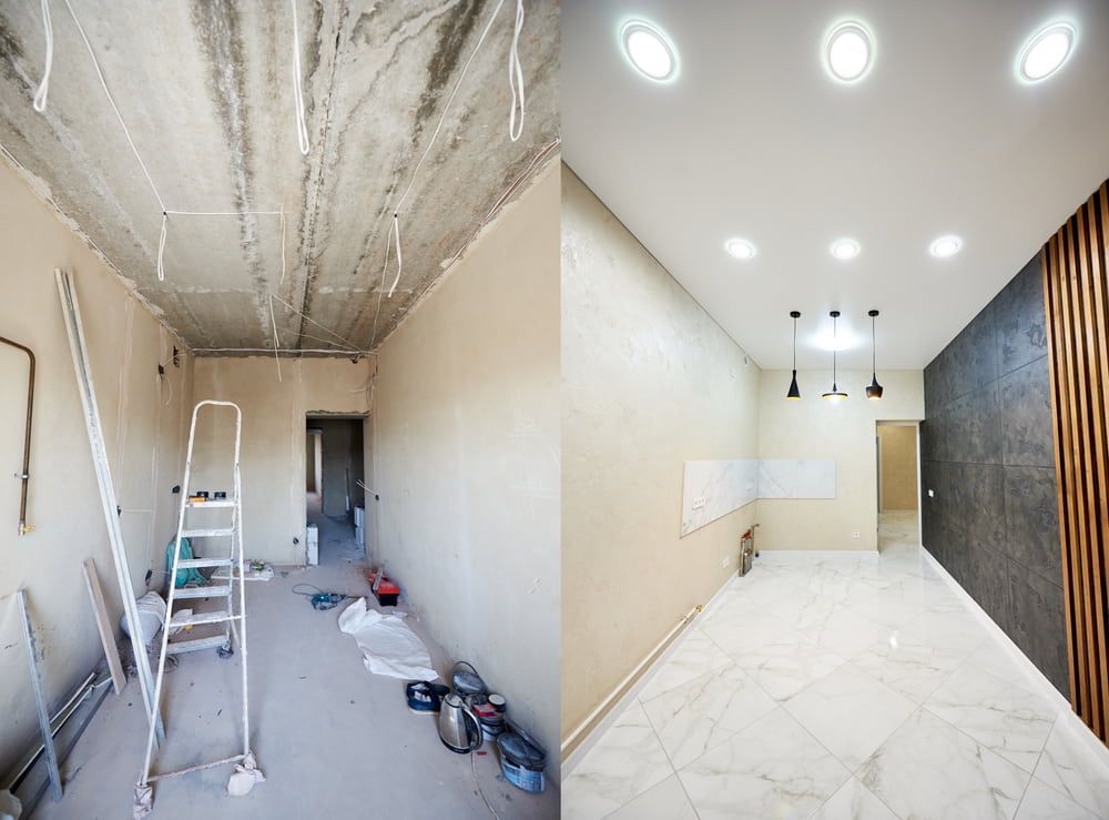 A Before And After Photo Of A Room Being Remodel — Renovo Contractors In Monash, ACT