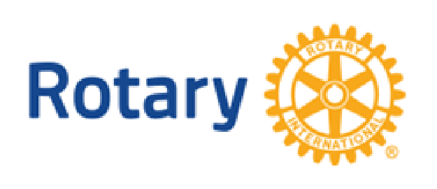 Rotary logo with blue text and orange gear emblem