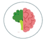 Testa e cervello di broccoli in cerchio, metà verdi e metà rosa.