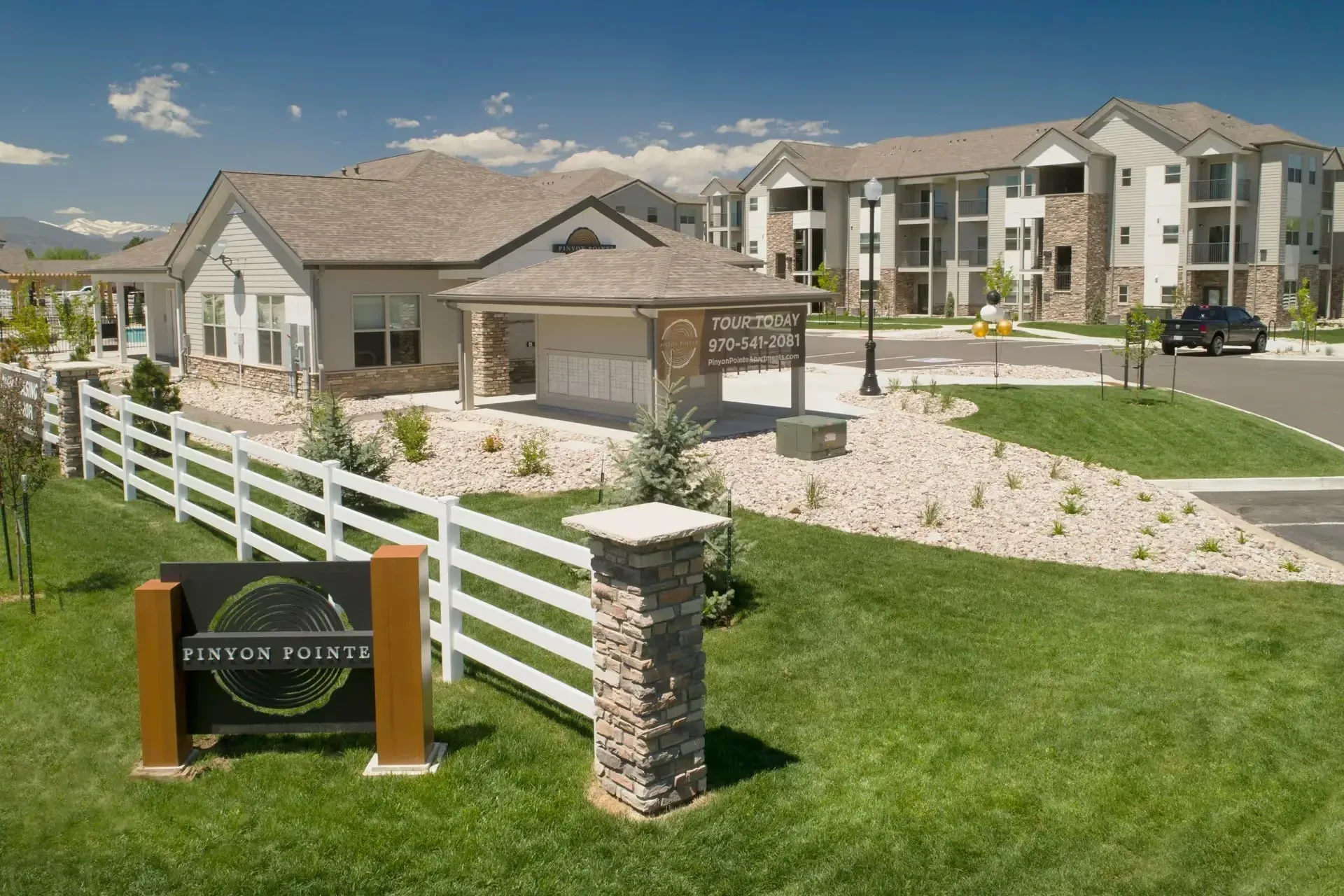 Pinyon Pointe apartments exterior signage and building facade