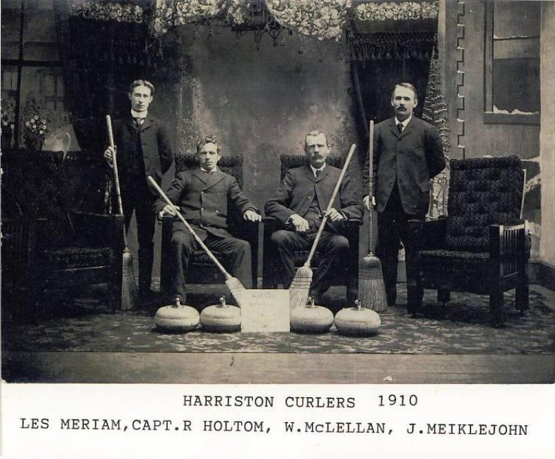 A black and white photo of harrison curlers from 1910