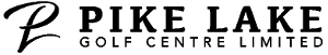The logo for pike lake golf centre limited is black and white.