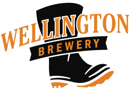 A wellington brewery logo with a boot on it