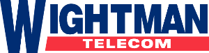 The logo for wightman telecom is blue and red