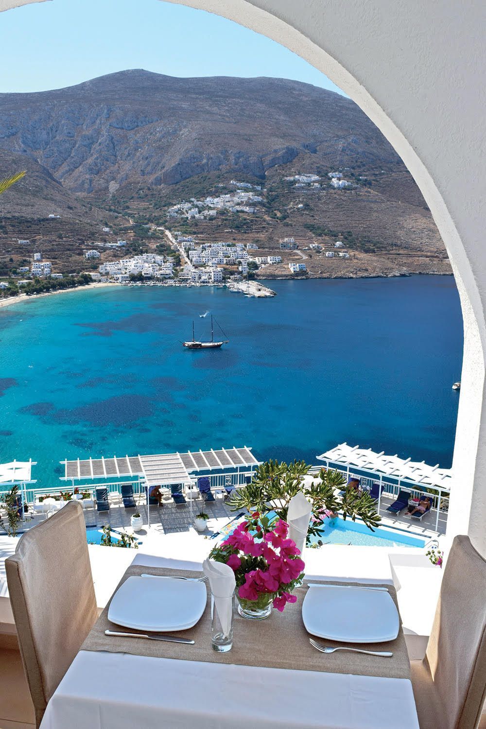 view of a body of water and mountains