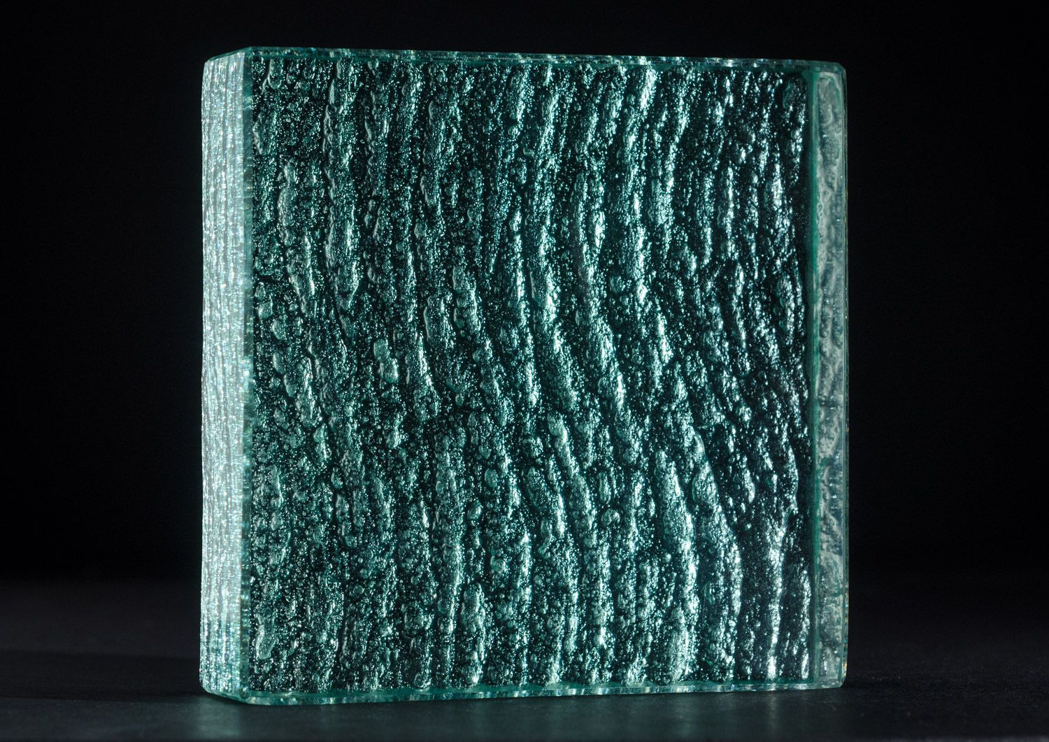 glass counter top with tree trunk texture