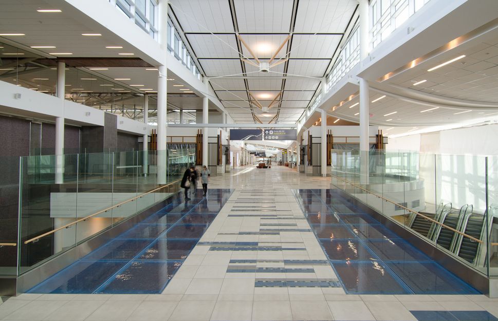 glass flooring Edmonton airport project