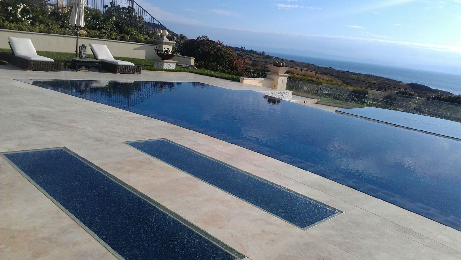 exteiror walkable glass skylights near a pool
