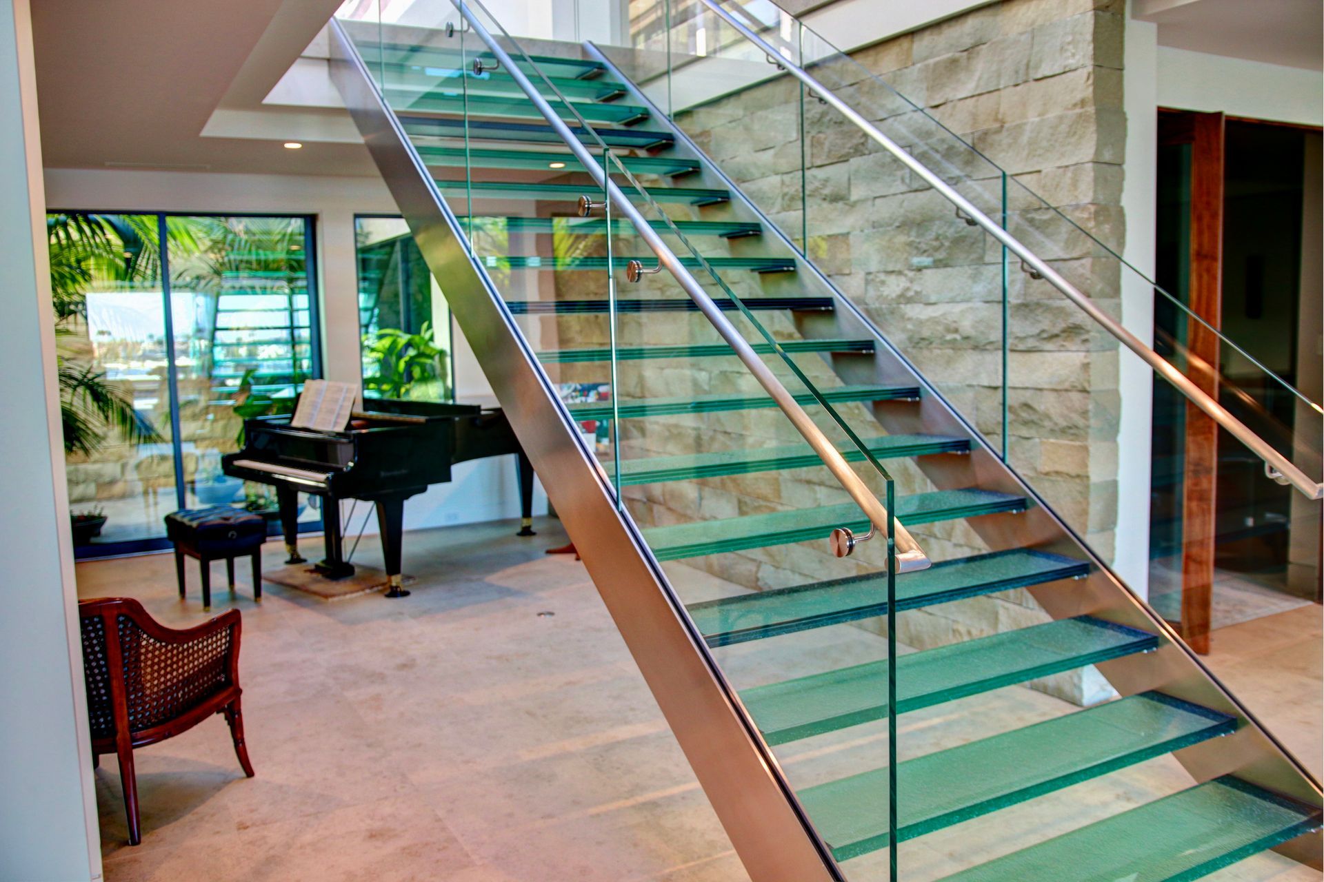 residential glass treads light green