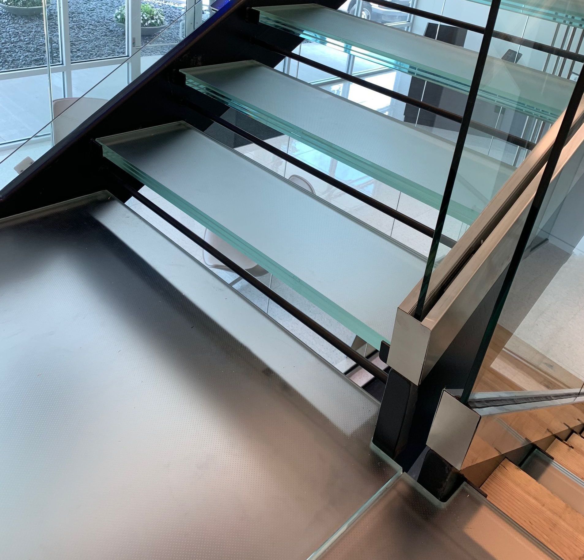 frosted glass stair treads