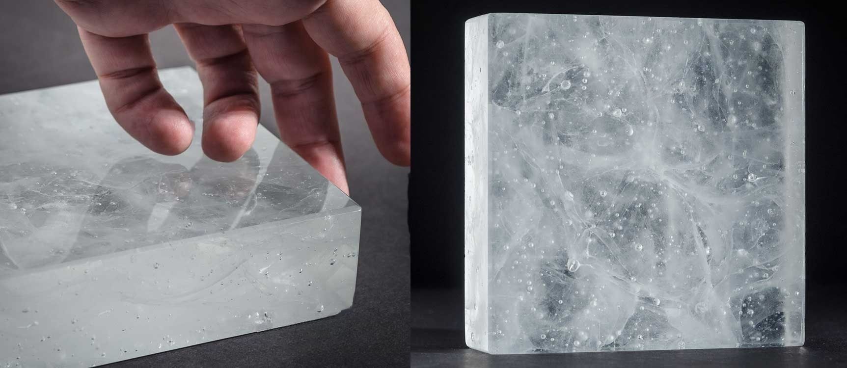 Thick glass sample with white smokey effect Thick glass sample with white smokey effect