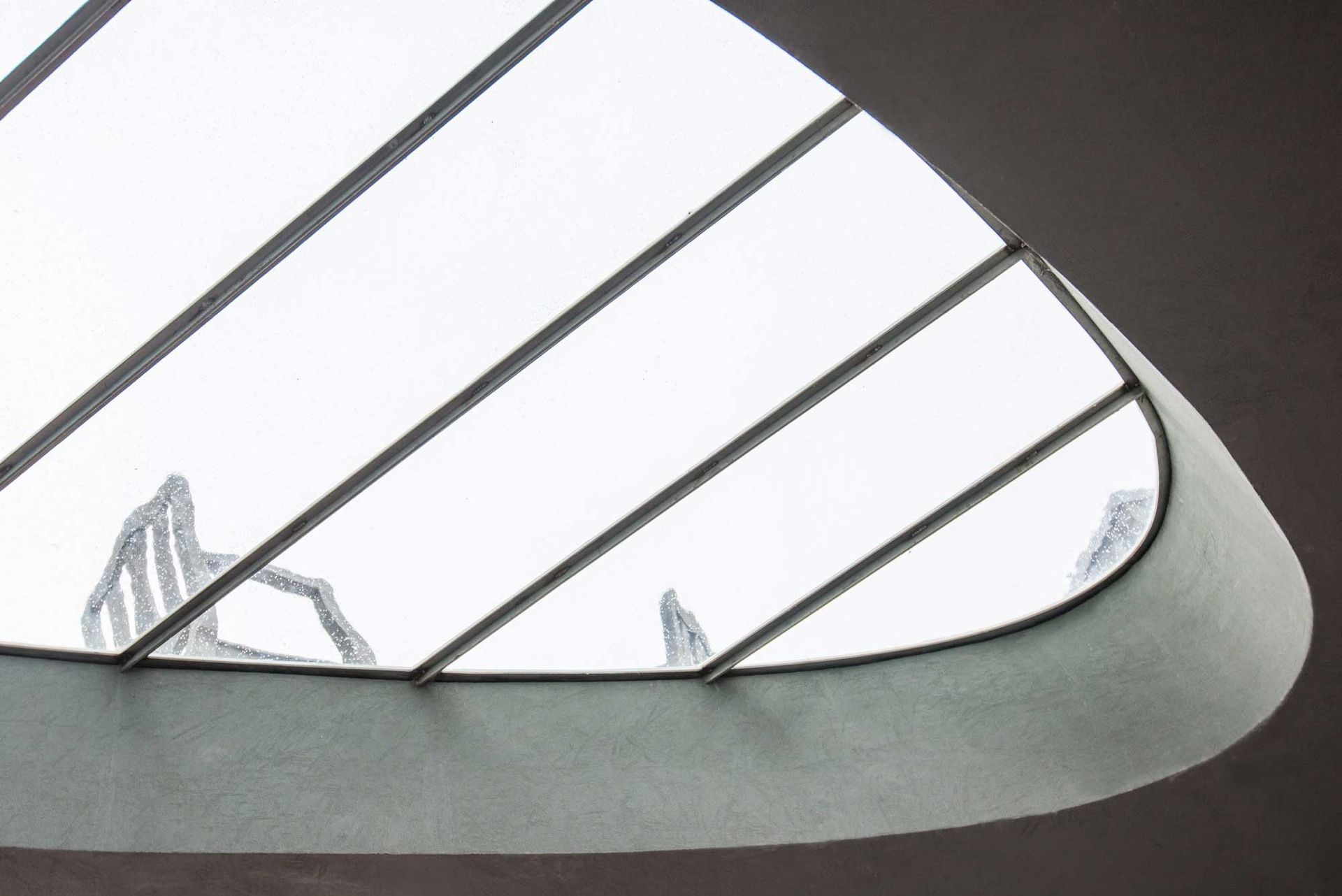 A shot from underneath a custom walkable skylight. A shot from underneath a custom walkable skylight.