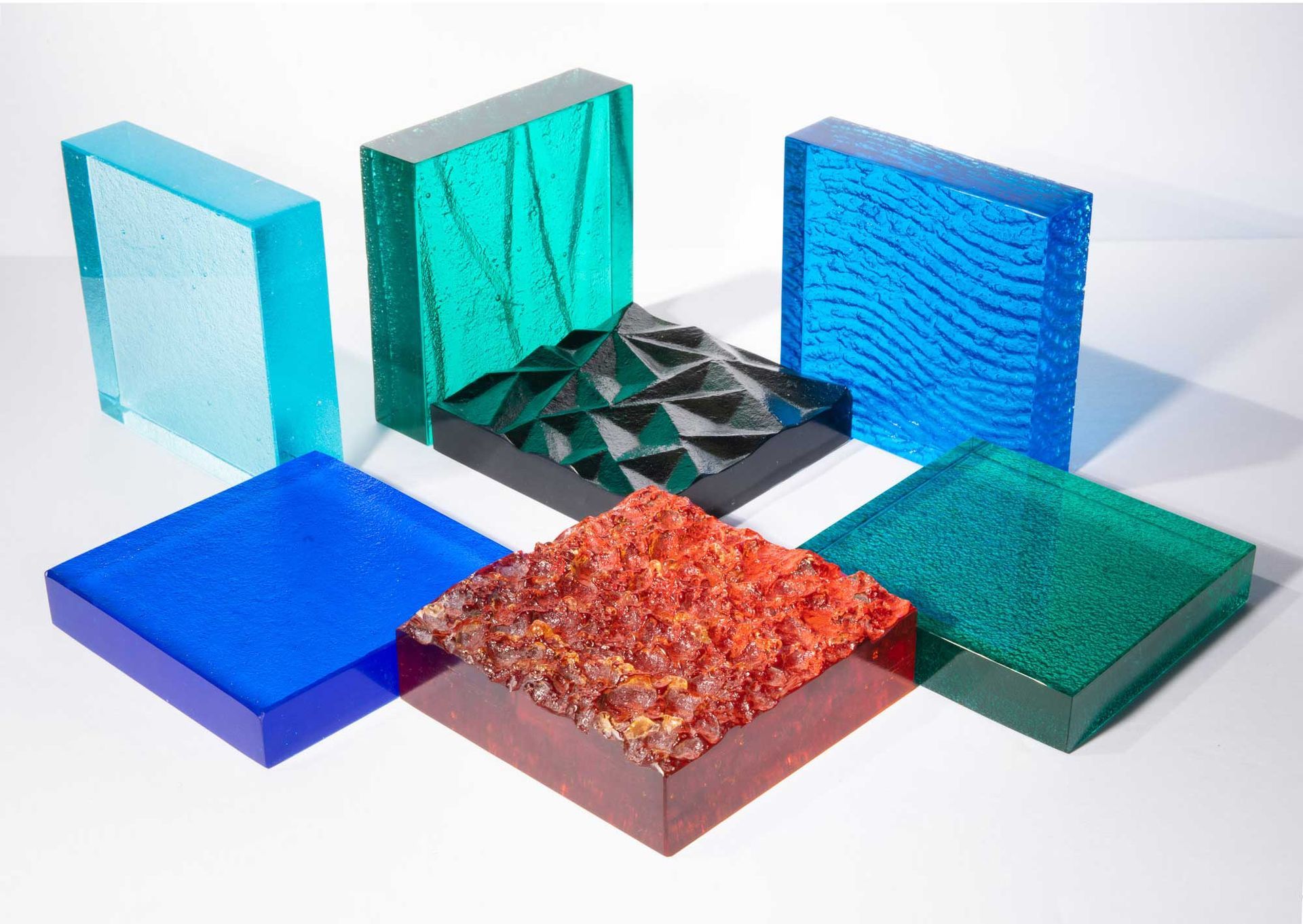 Samples of TRUE Colors thick glass from TCG Glass. Samples of TRUE Colors thick glass from TCG Glass.