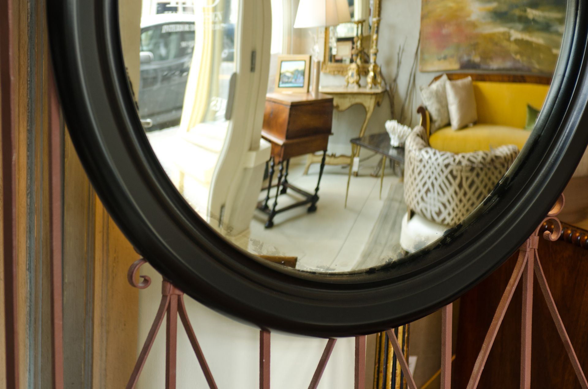 A reflection in a framed antique mirror A reflection in a framed antique mirror