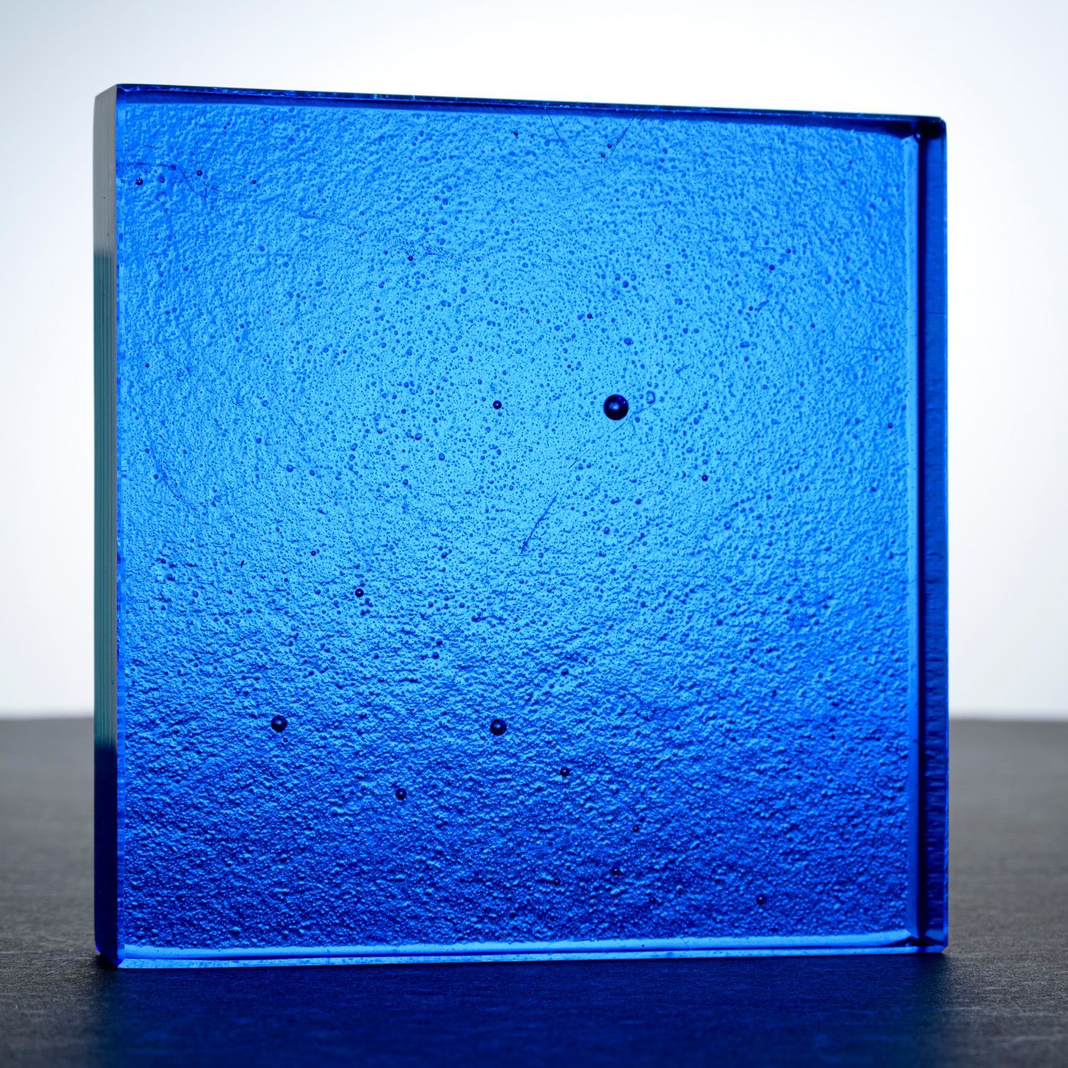 A blue glass glass counter top sample