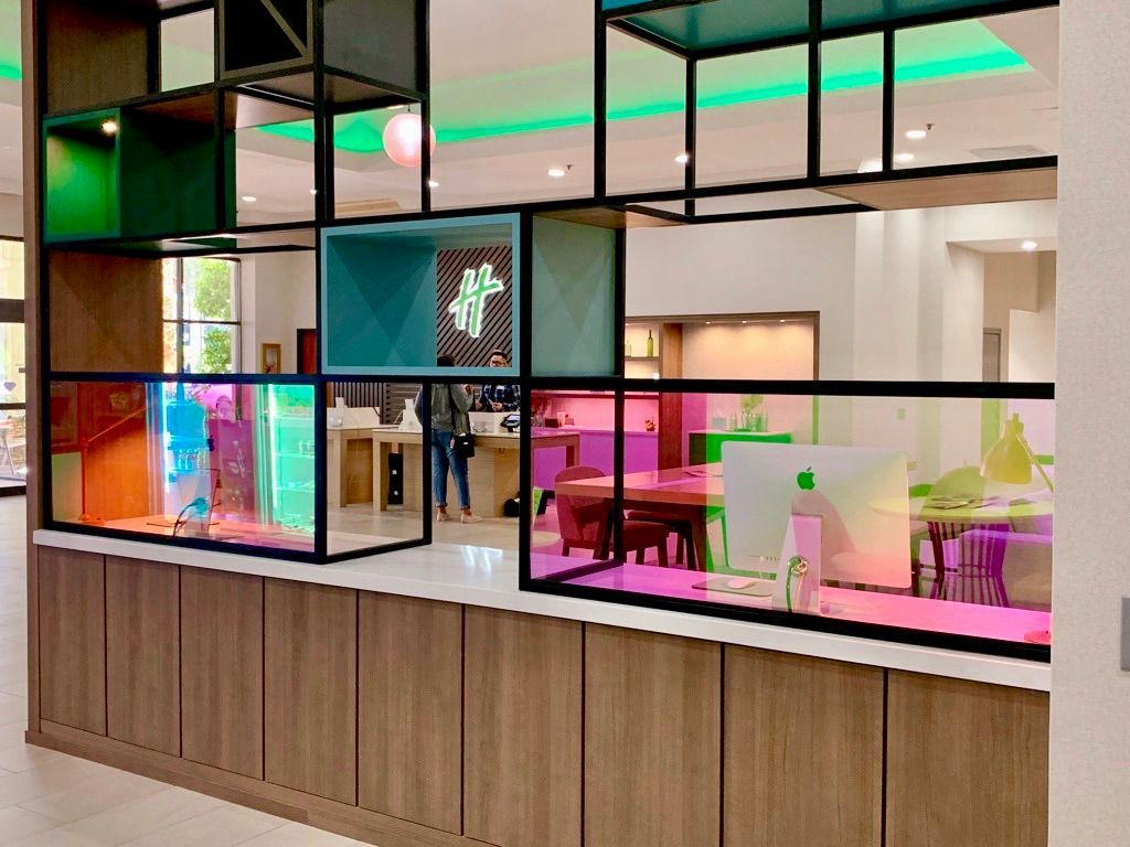 A Holiday Inn hotel using dichroic glass.