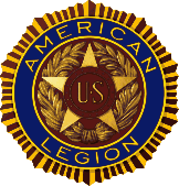 The official American Legion emblem featuring a gold star, wreath, and
