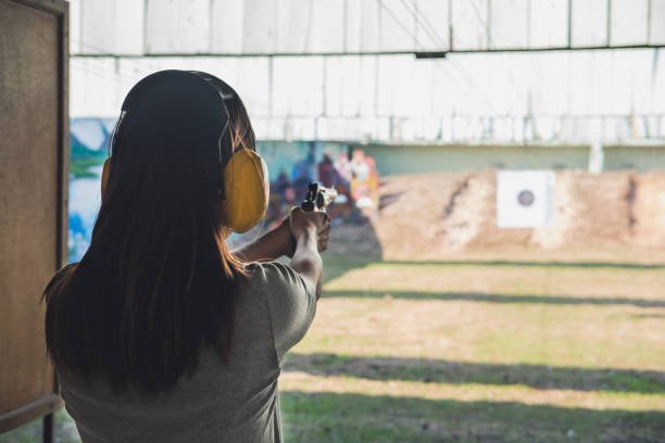 Practice gun shooting on target