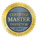 Gold seal logo reading “Certified Master Inspector” with “Issued by the Master Inspector Certification Board” around the edge