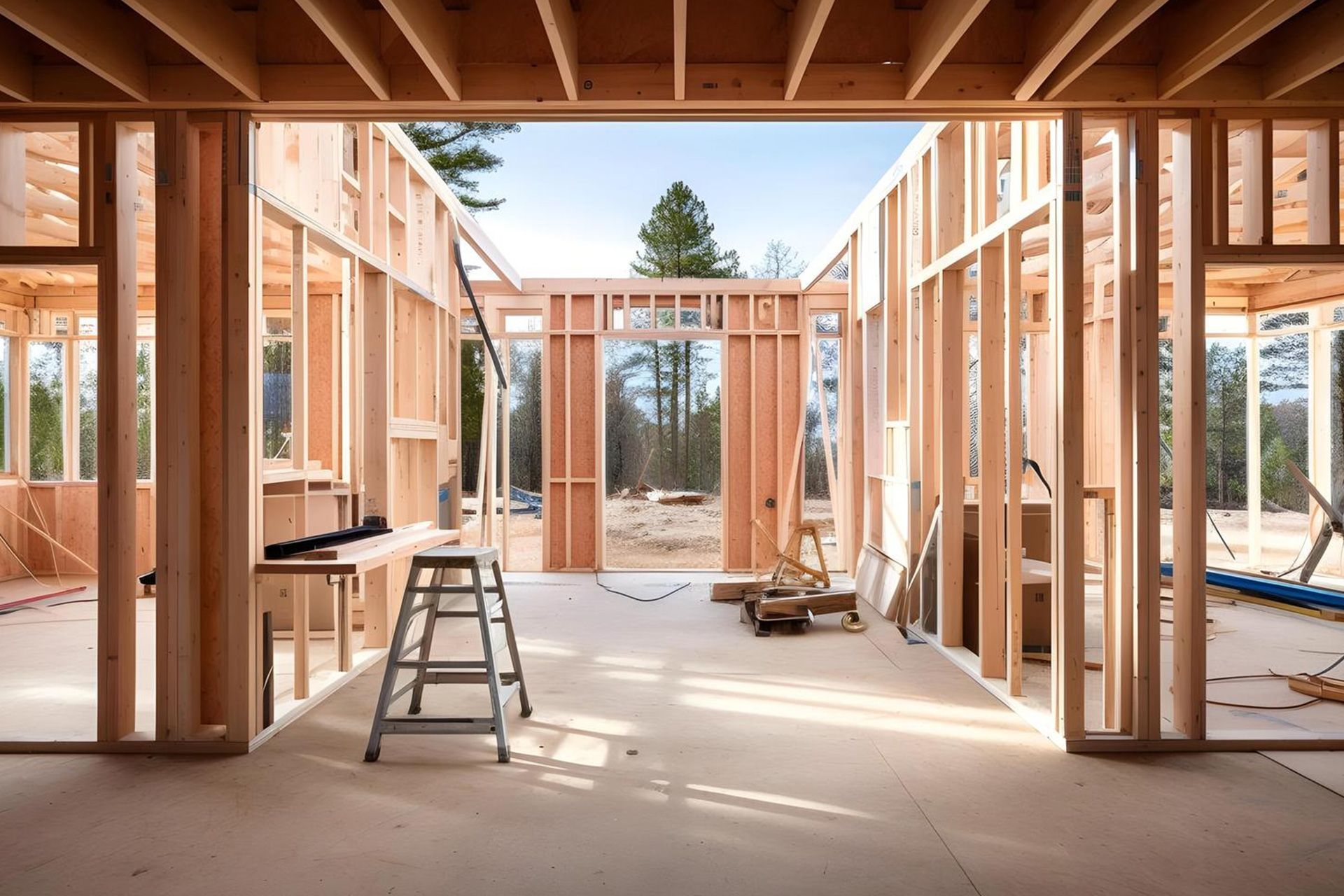 Inspector reviewing framing before drywall installation