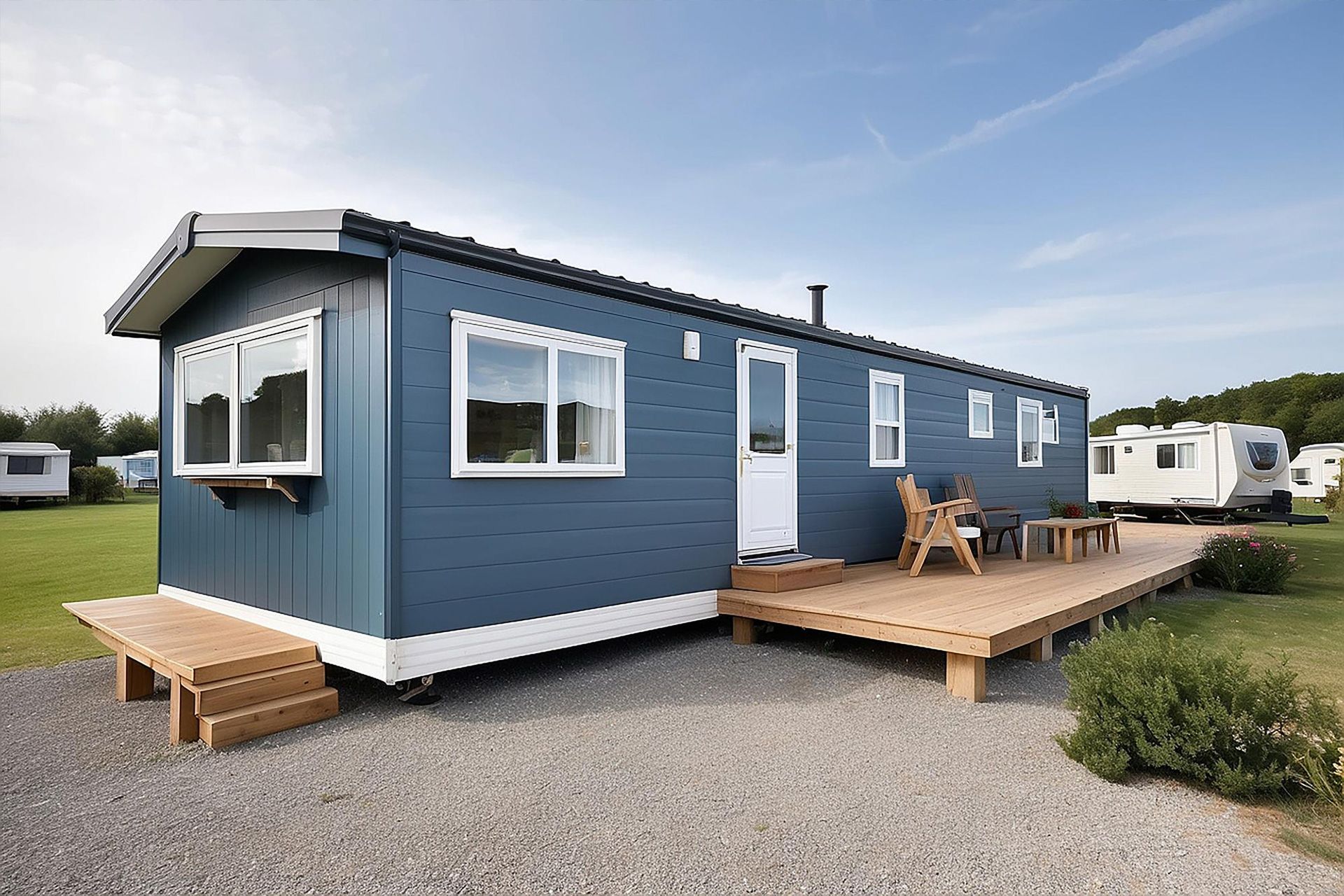 Inspector evaluating a manufactured home
