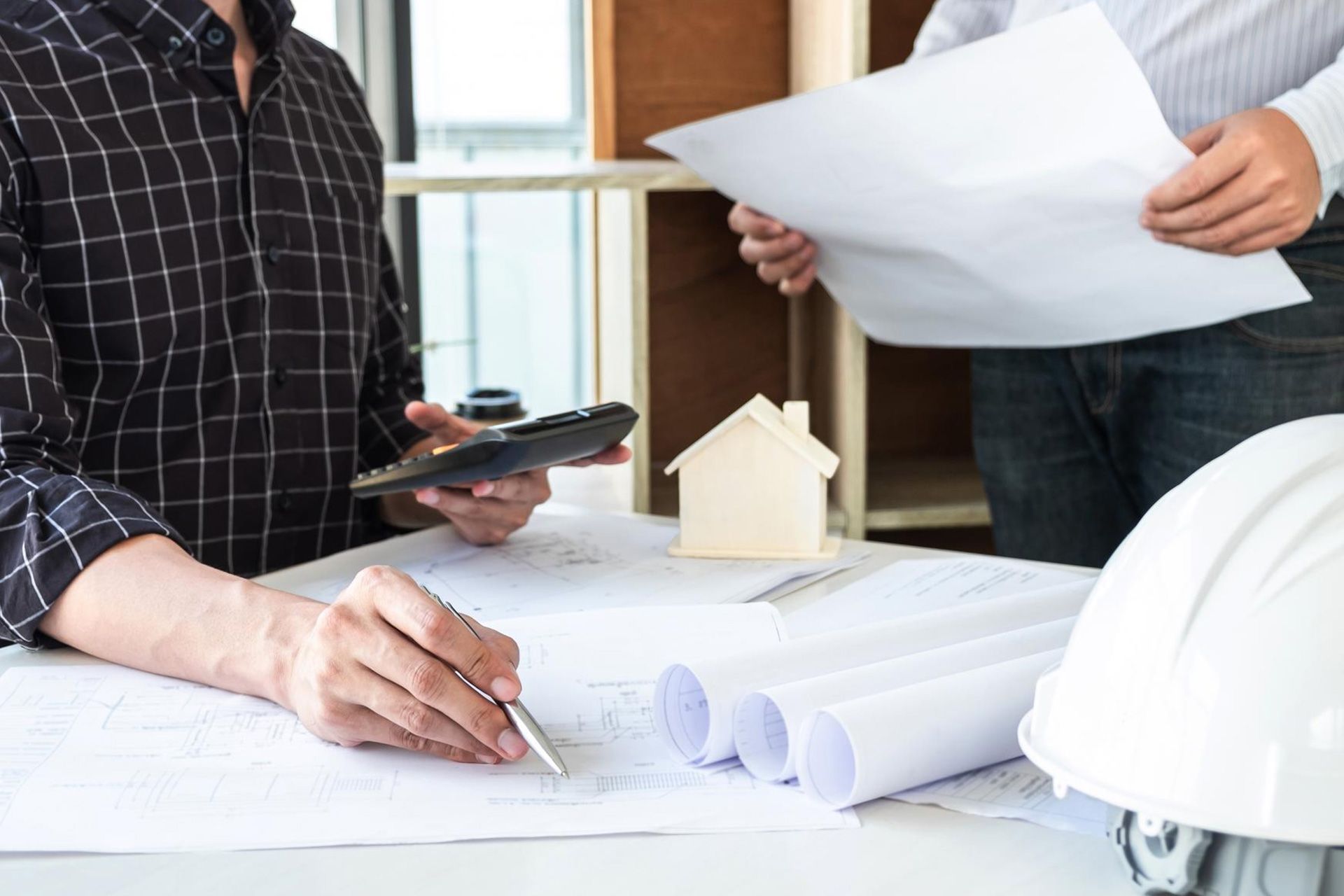 Inspector reviewing a newly built home