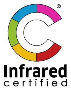 Infrared Certified logo with a multicolored circular “C” and text beneath it