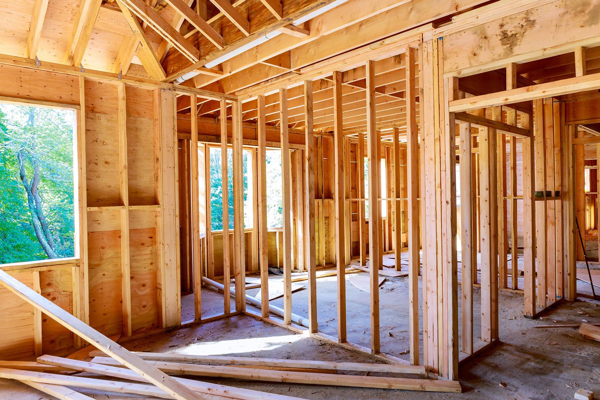 Reviewing framing and wiring before drywall installation