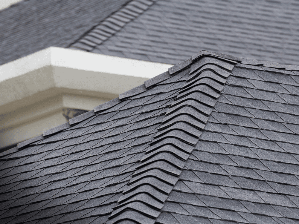 Home inspector examining a roof and exterior of a house